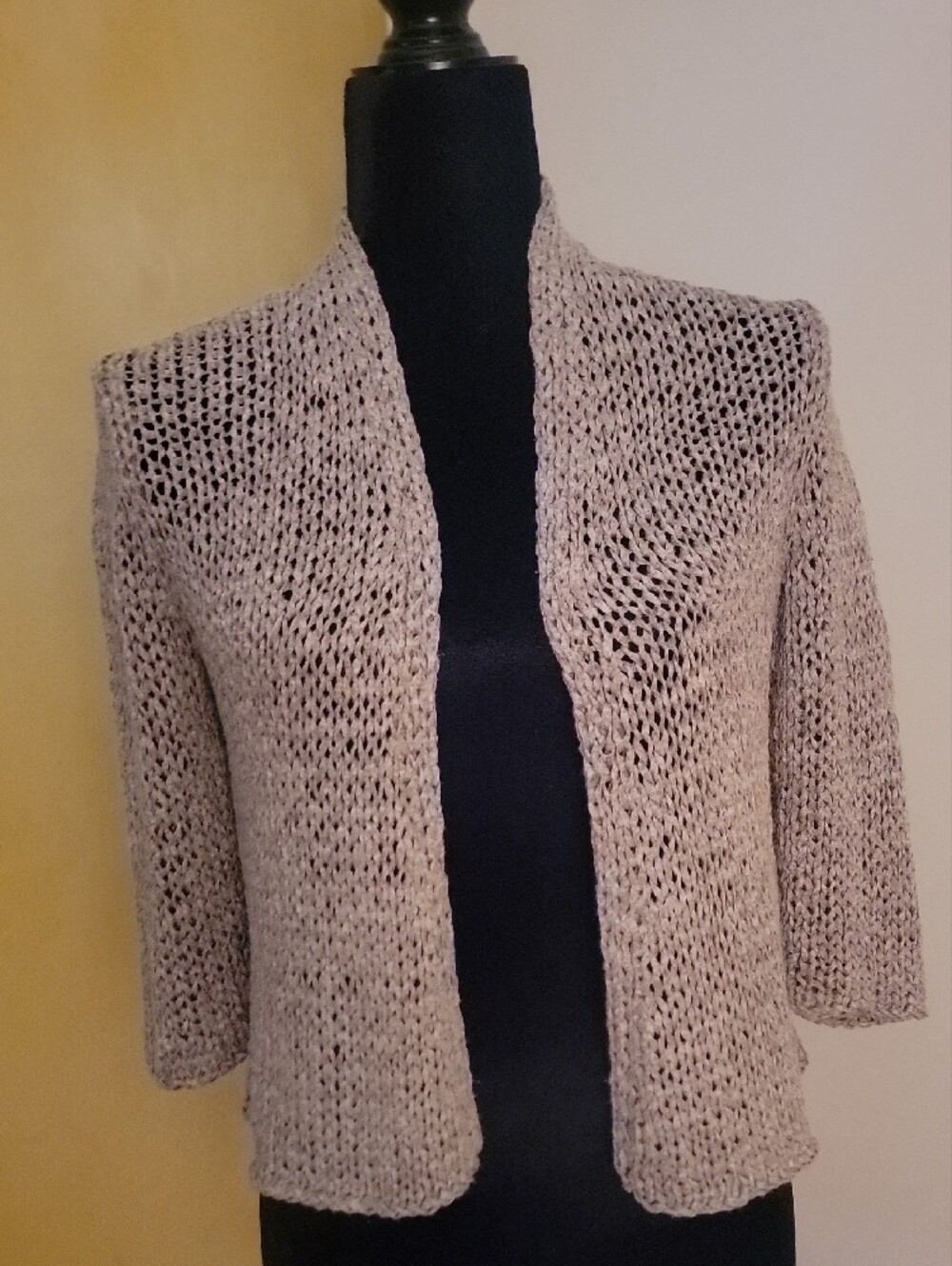 Eileen Fisher Open-Weave Taupe Cardigan - Picture 4 of 6